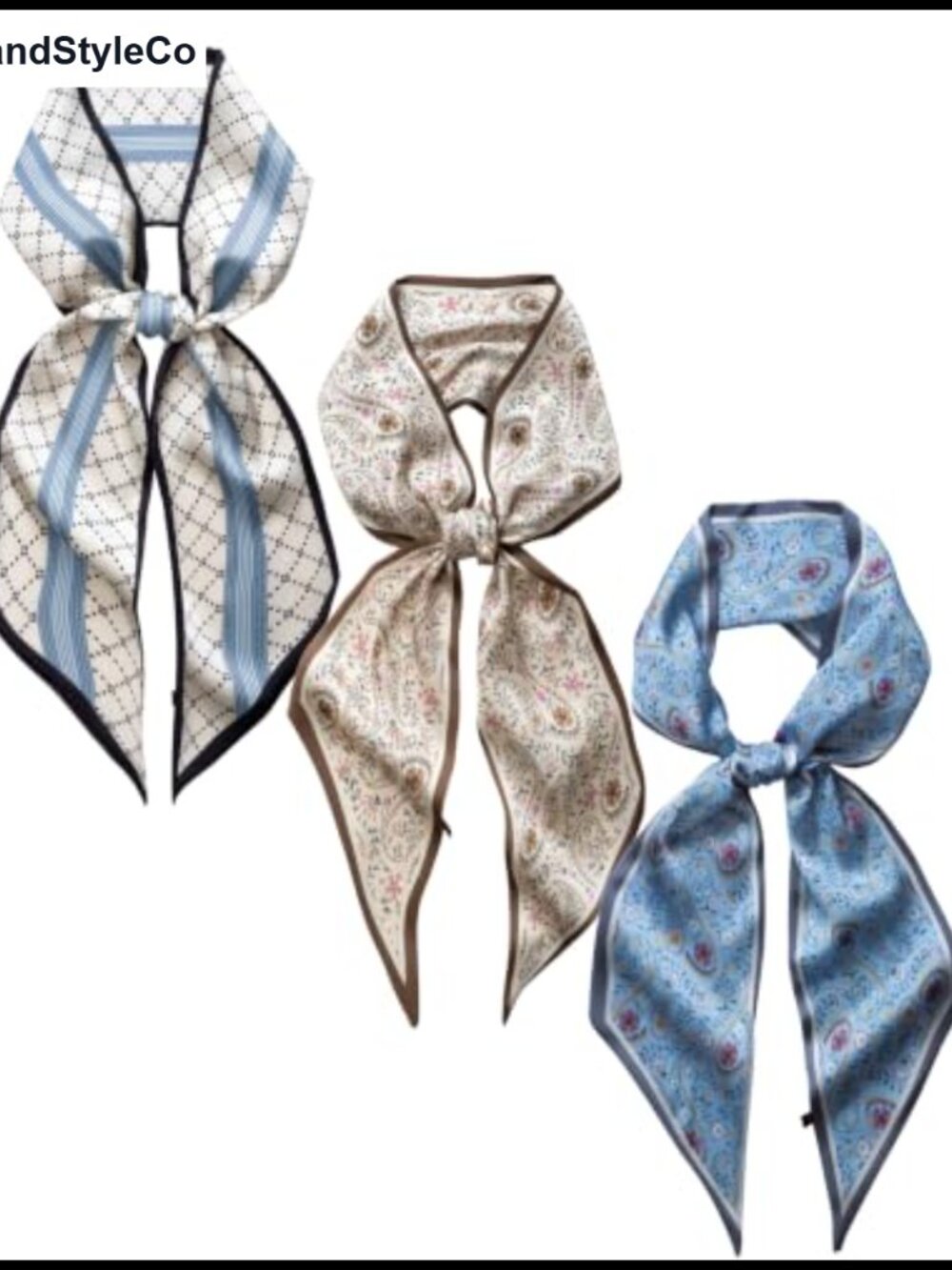 3 Pack Satin Scarf Set Long Skinny Bag Scarfs 100% Polyester Women